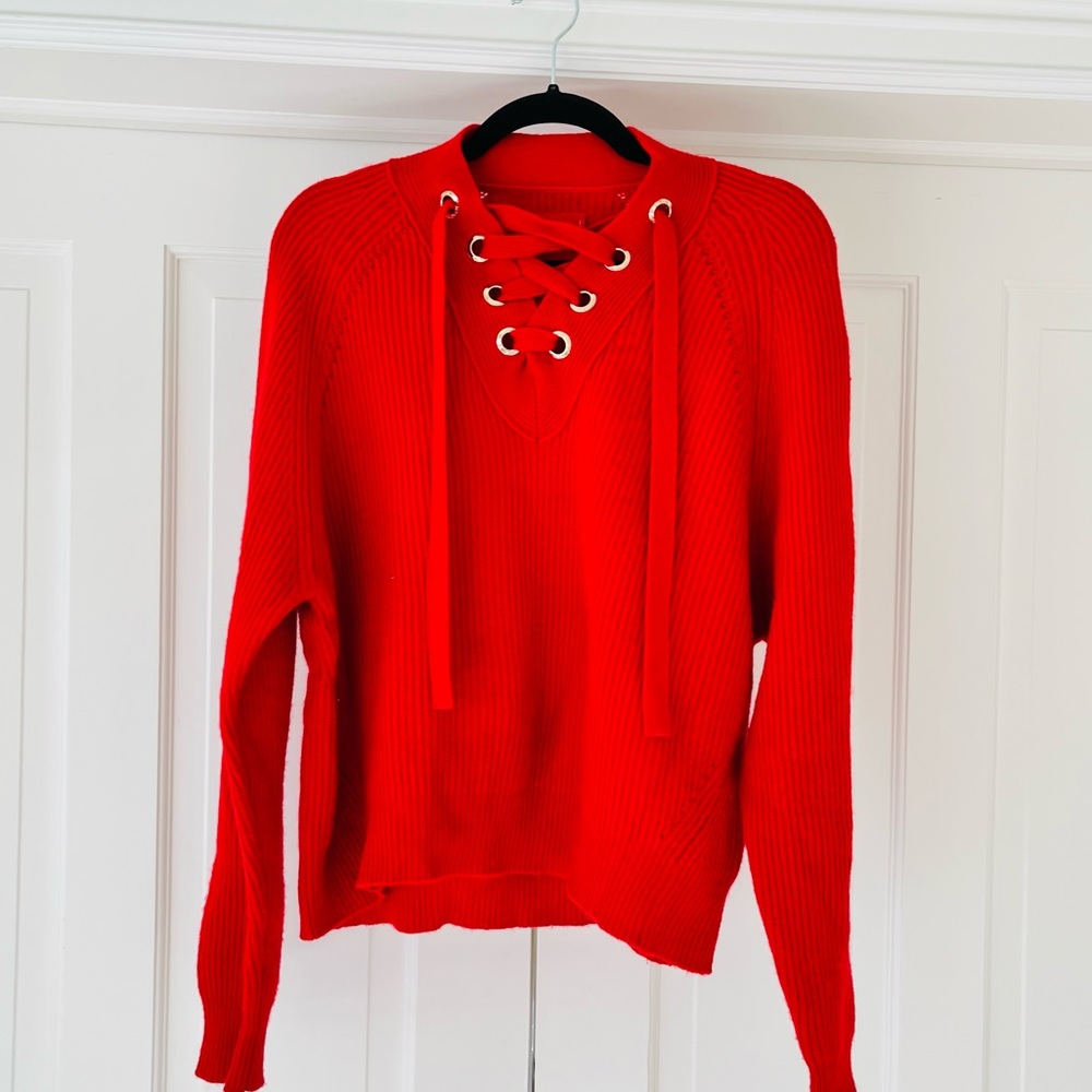 Zadig & Voltaire red wool lace up sweater S